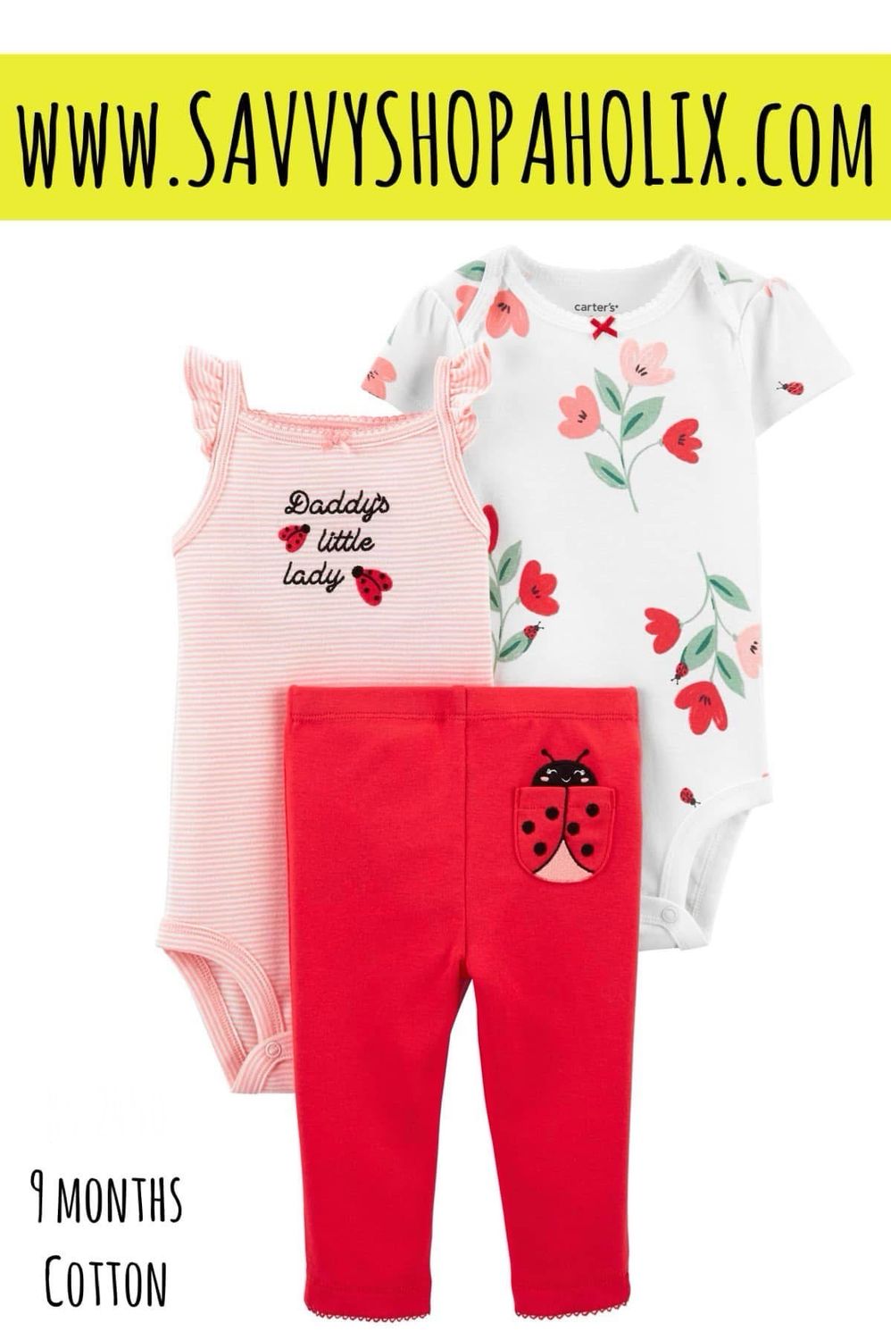 Carter’s 3pc Baby Girl Cotton Outfit- Daddy’s Little Lady