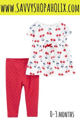 Carter’s 2pc Cotton Top And Pants Set-cherry