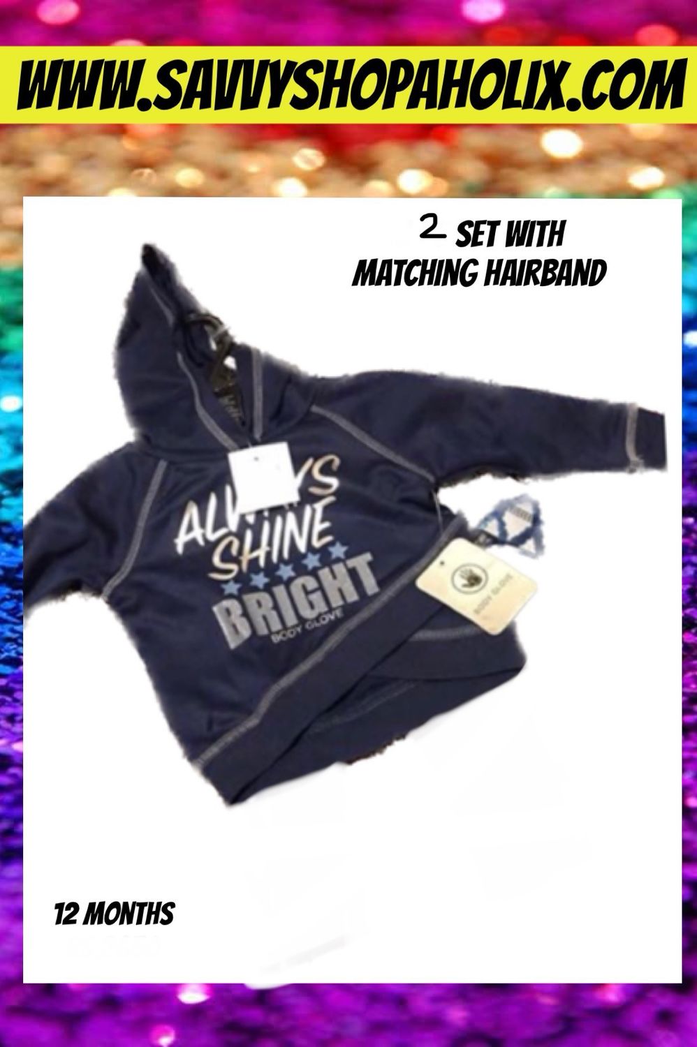 Baby Girl 2pc Set( Sweatshirt+matching Hair Band) By Body Glove