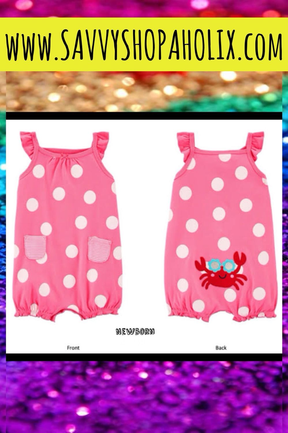 Crab Pink Polka Dots Romper By Carter’s