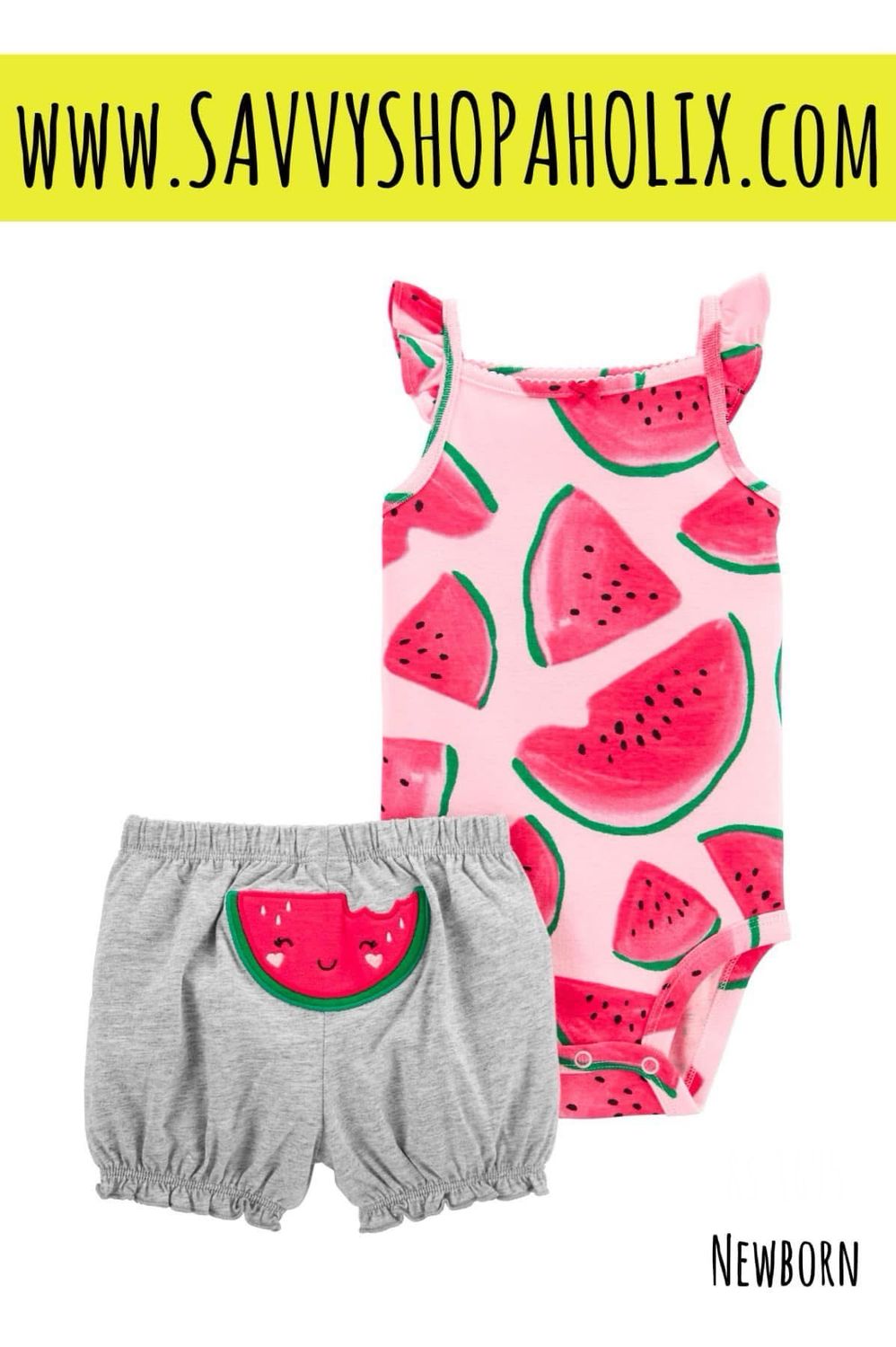 Carter’s 2pk Shorts And Bodysuit Outfit- Watermelon