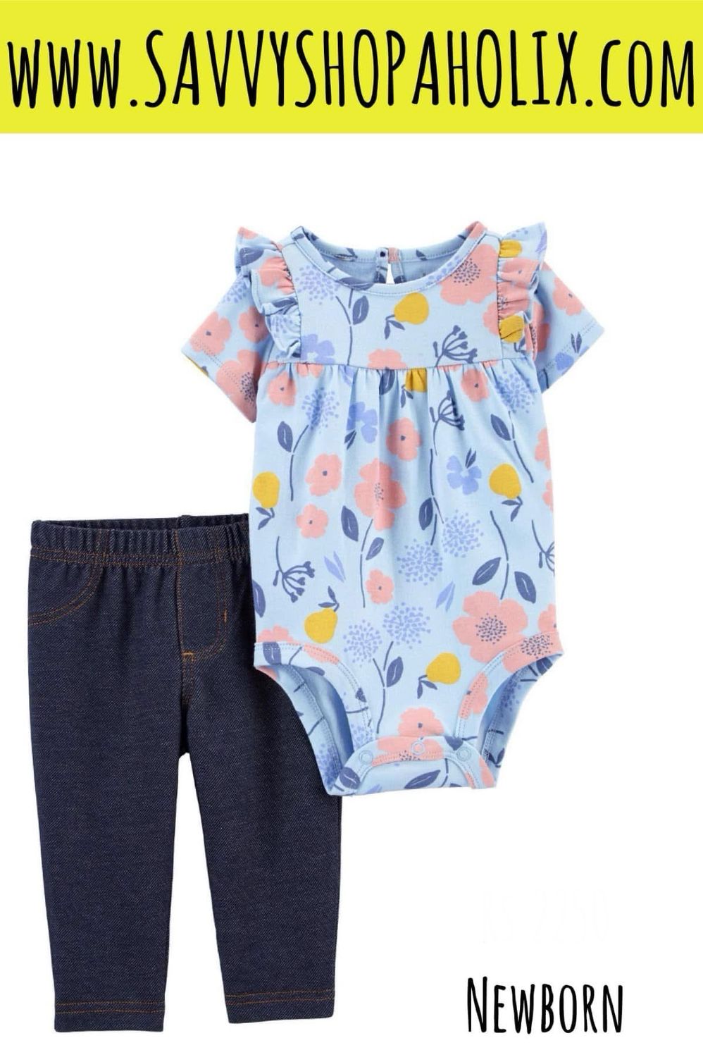 Carter’s 2pc Cotton Floral Bodysuit And Tights Outfit