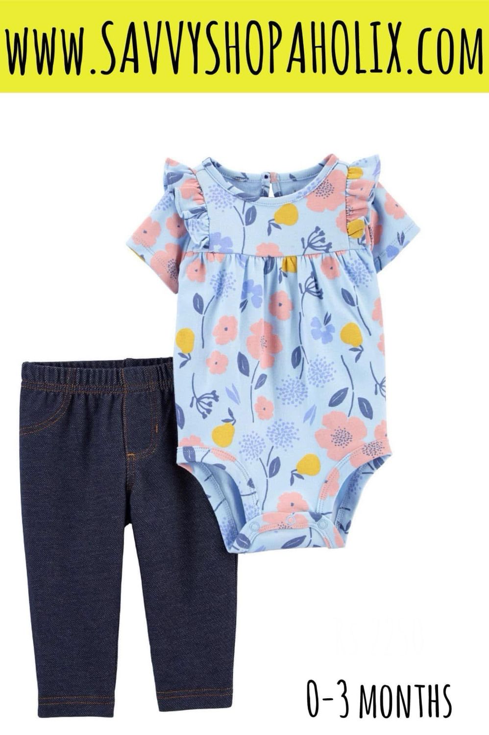 Carter’s 2pc Cotton Floral Bodysuit And Tights Outfit