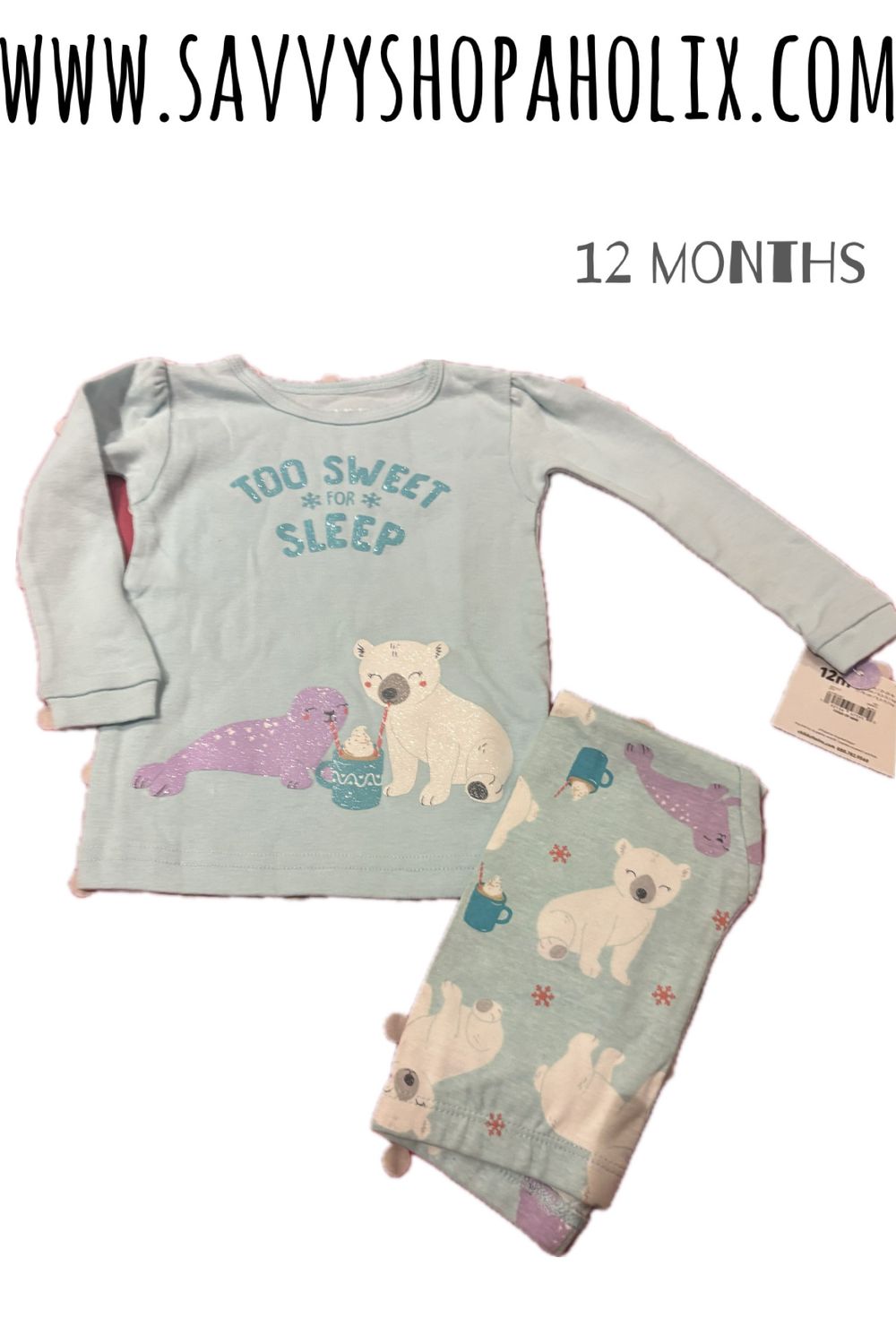 Baby Girl 2pc Pajamas/ Night Suit- Too Sweet To Sleep