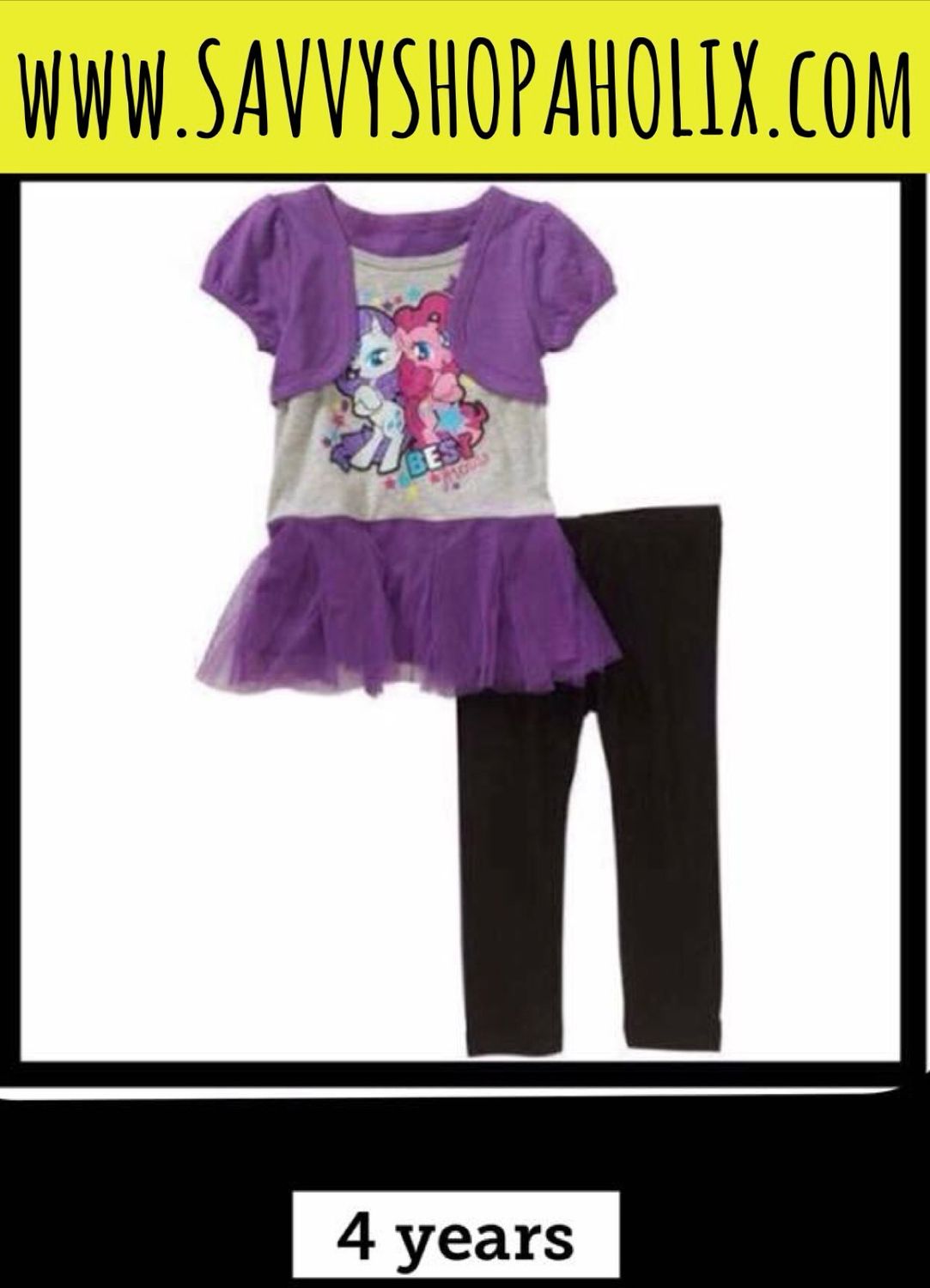2pc My Little Pony Girl’s Outfit With Tights And Cardigan
