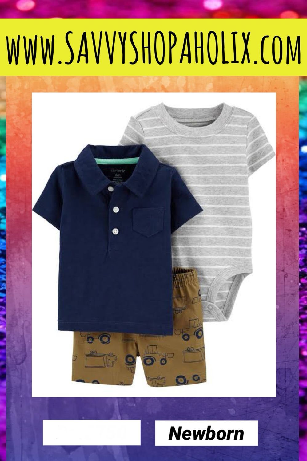 3pc Baby Boy Set By Carter’s- Bulldozer 