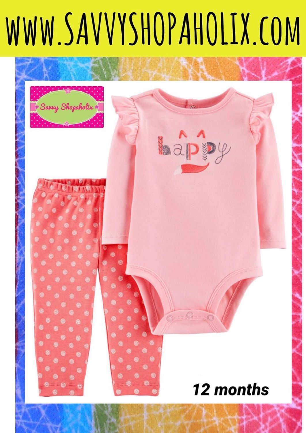 2pc Cotton Outfit By Carter’s- Happy