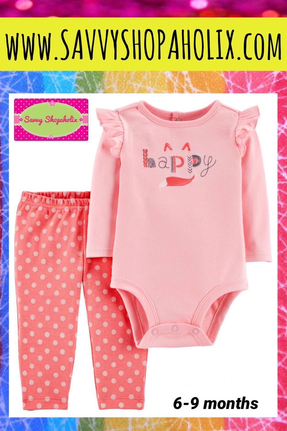 2pc Cotton Outfit By Carter’s- Happy