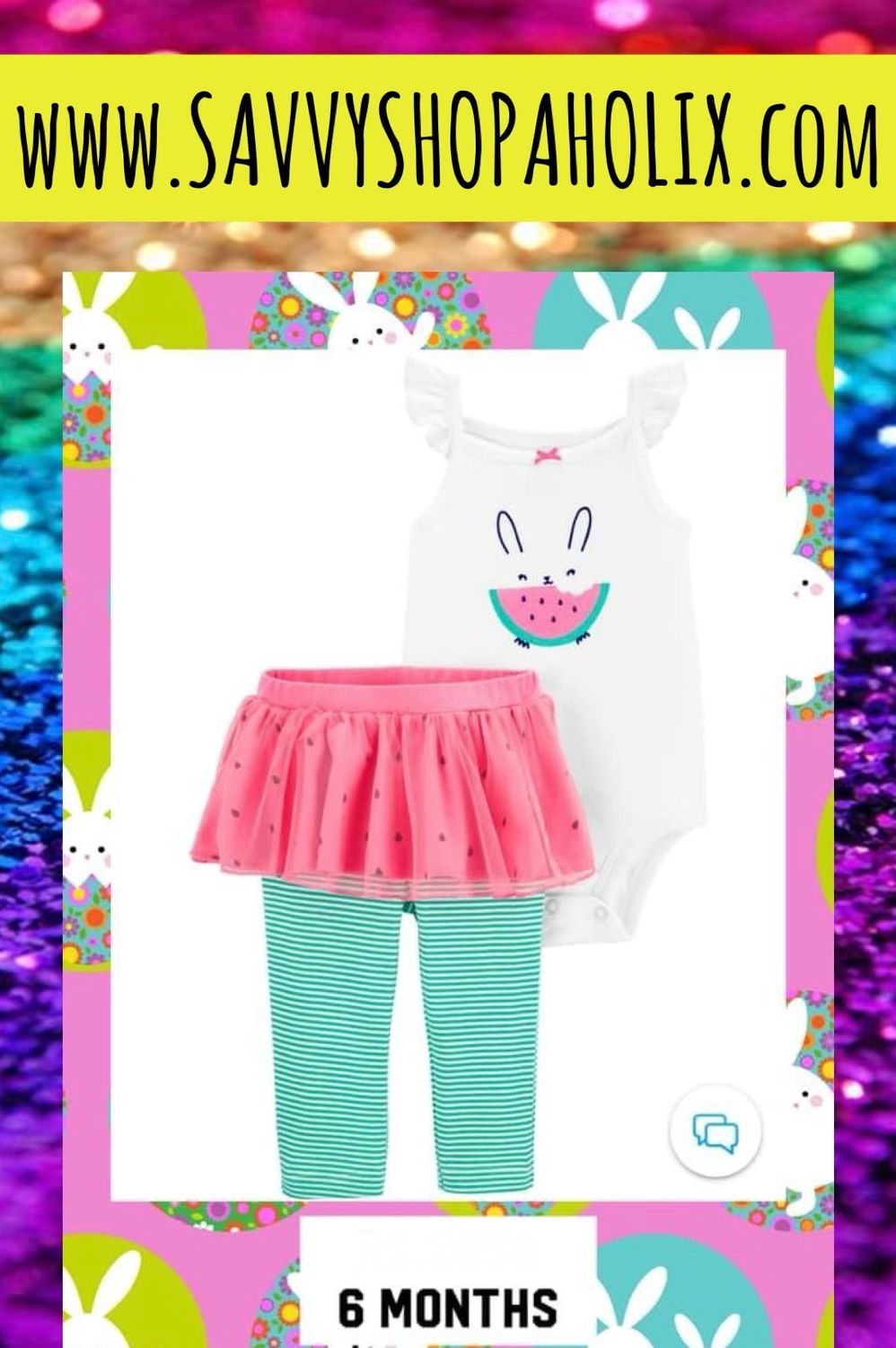 3pc tutu outfit by Carter's with attached tights-bunny