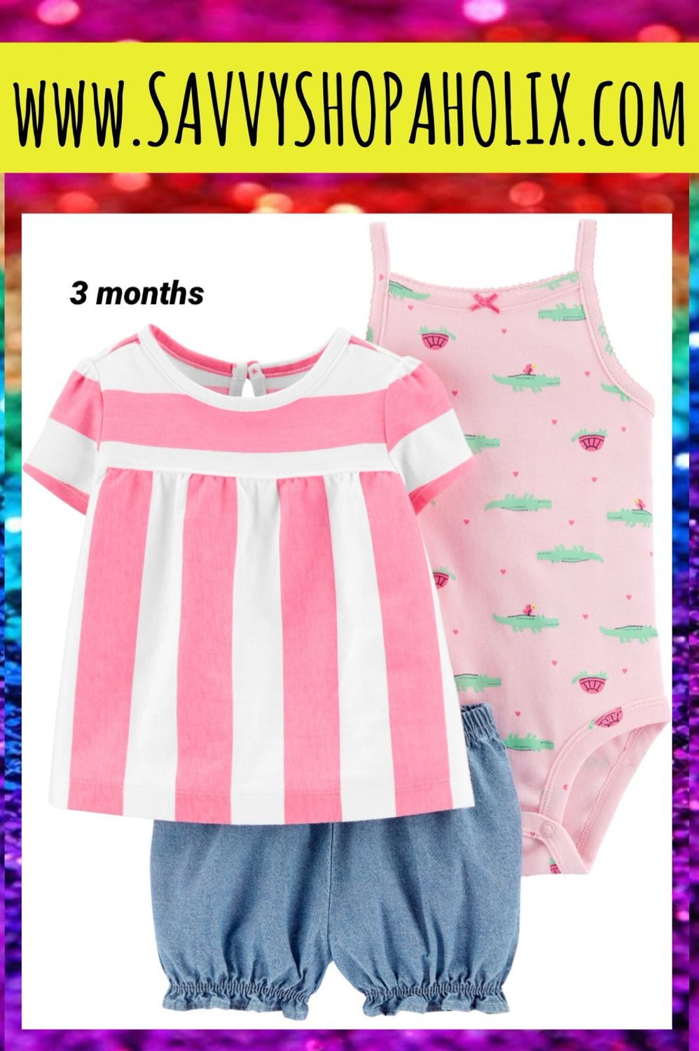 3pc shorts outfit by Carter's- Alligator