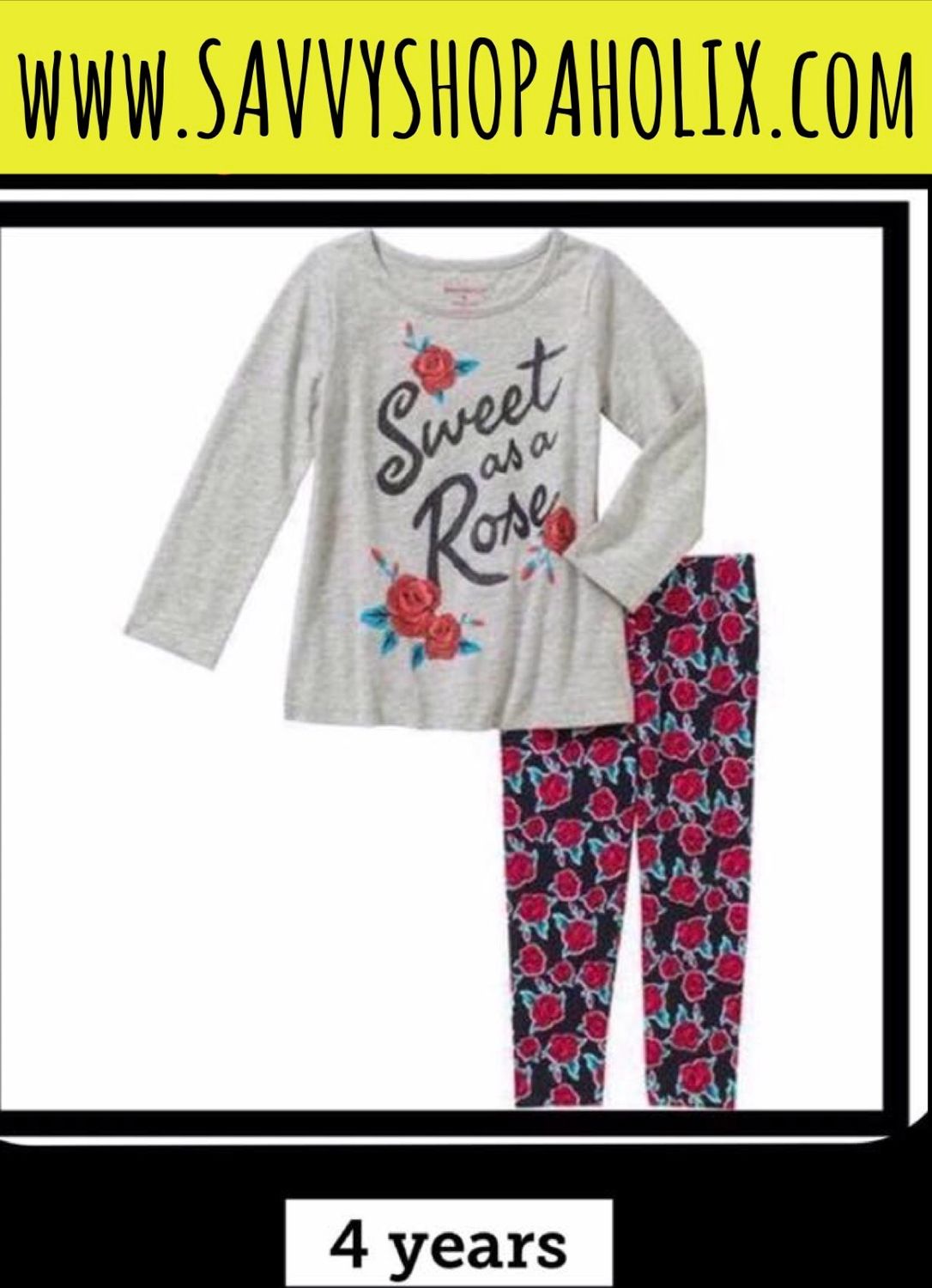 2pc Girl’s Outfit With Tights- Sweet As A Rose