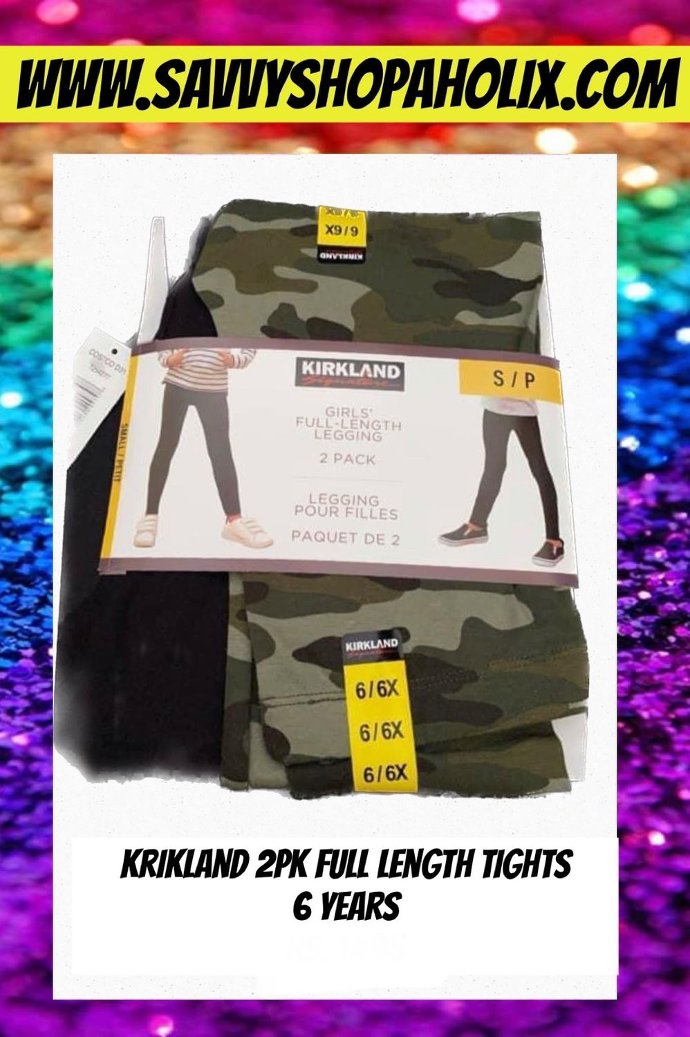 Kirkland 2pk Cotton Black Tights