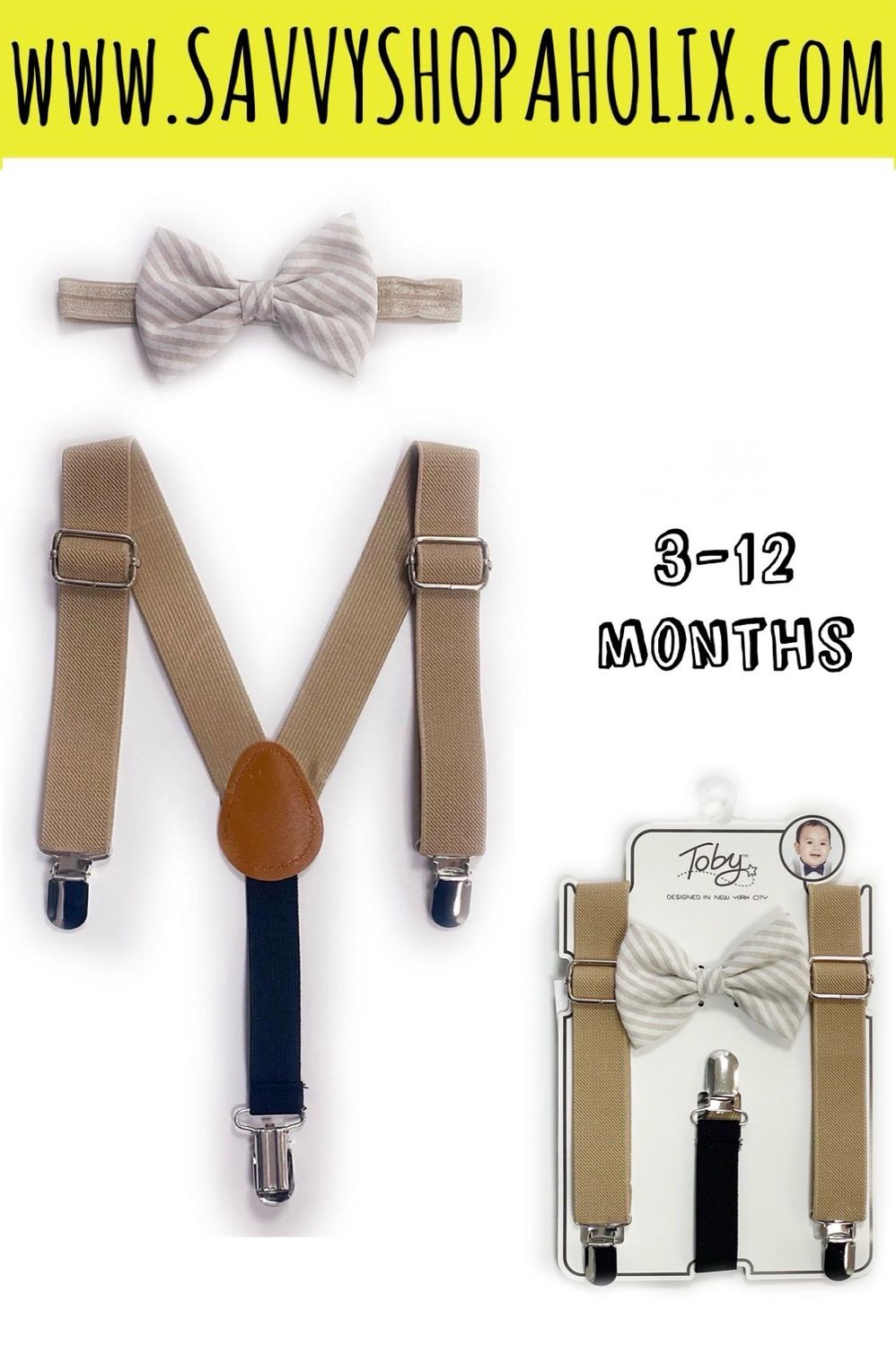 Toby Fairy 2pc Suspender And Bow Tie Set In Sand