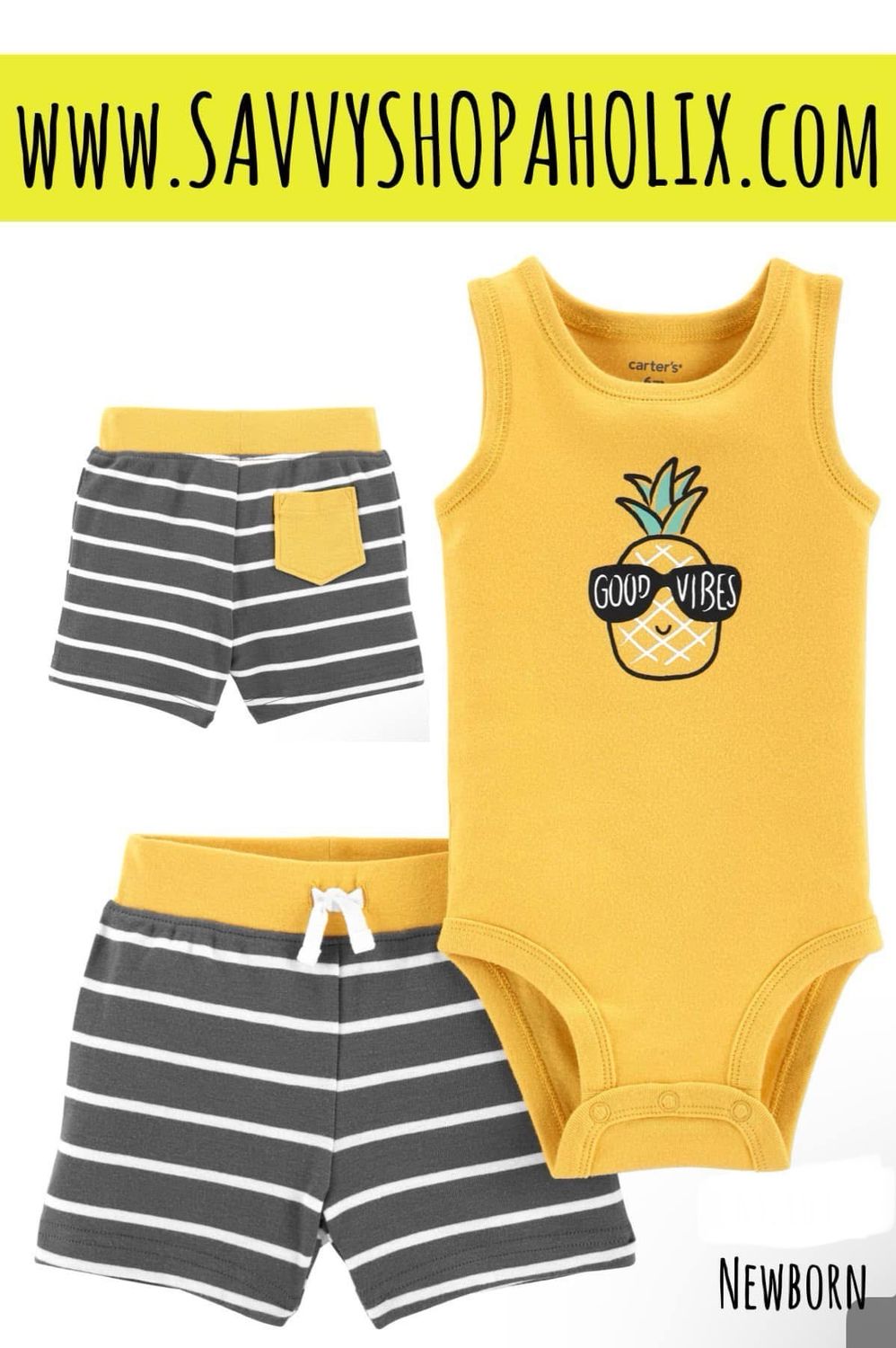 Carter’s 2pk Shorts And Bodysuit Outfit-pineapple