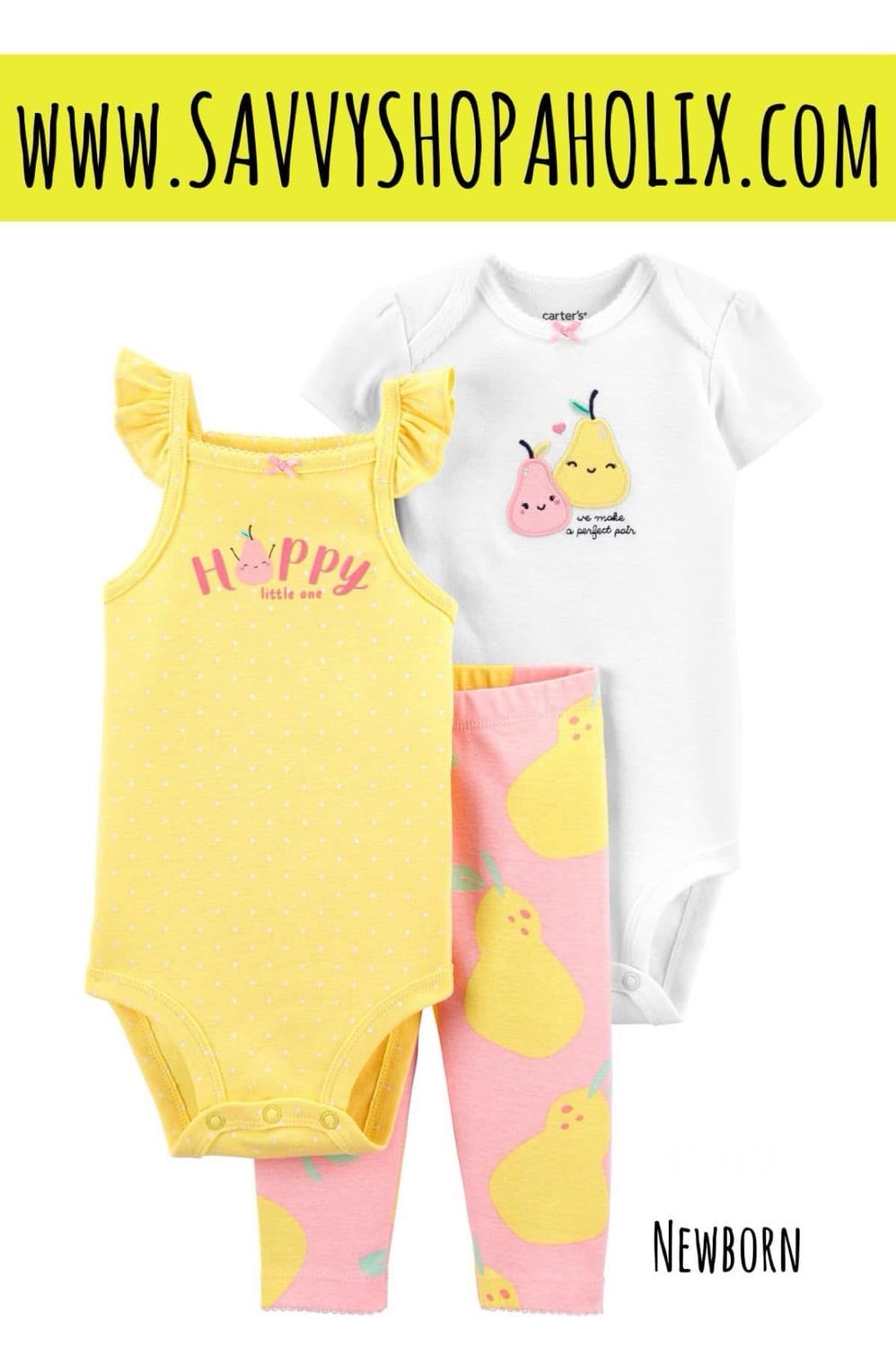 Carter’s 3pc Cotton Outfit-HAPPY LITTLE ONE, SIZE: NEWBORN