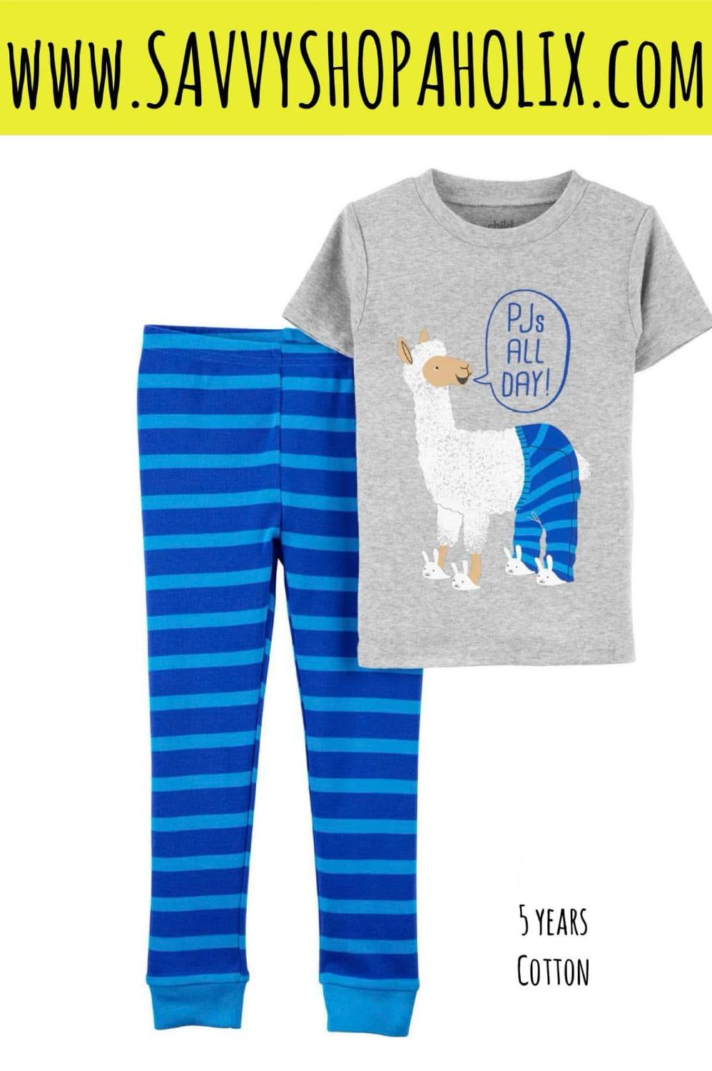 Carter’s Night Suit- PJ'S ALL DAY LAMA, SIZE: 5 YEARS