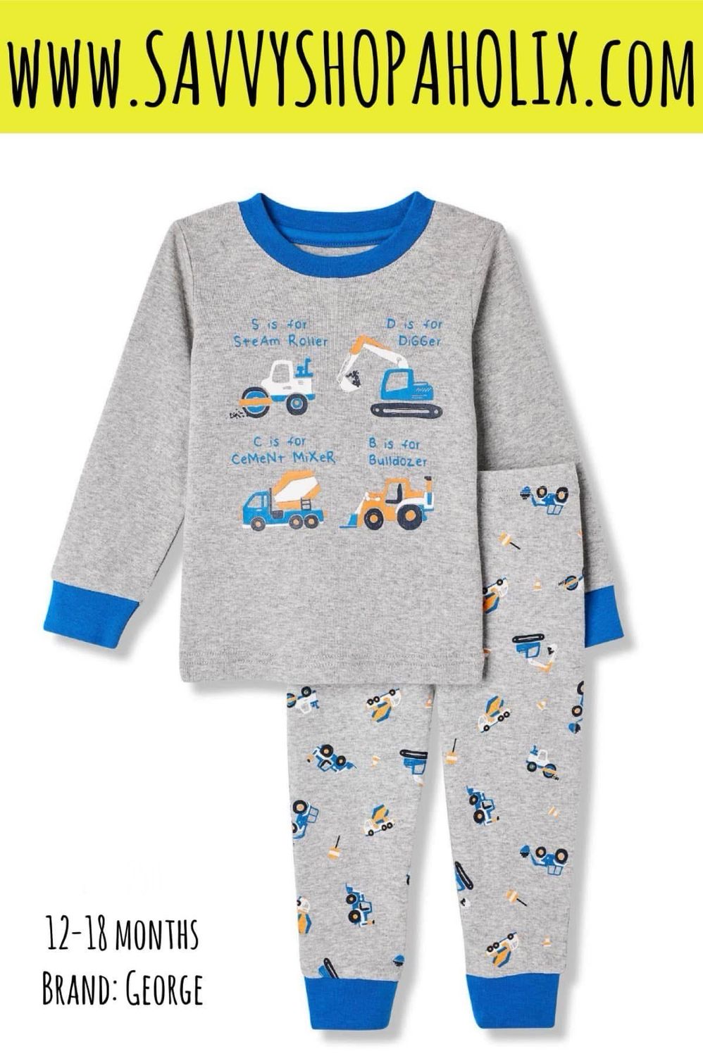 George 2pc Baby Boy Outfit- Builder