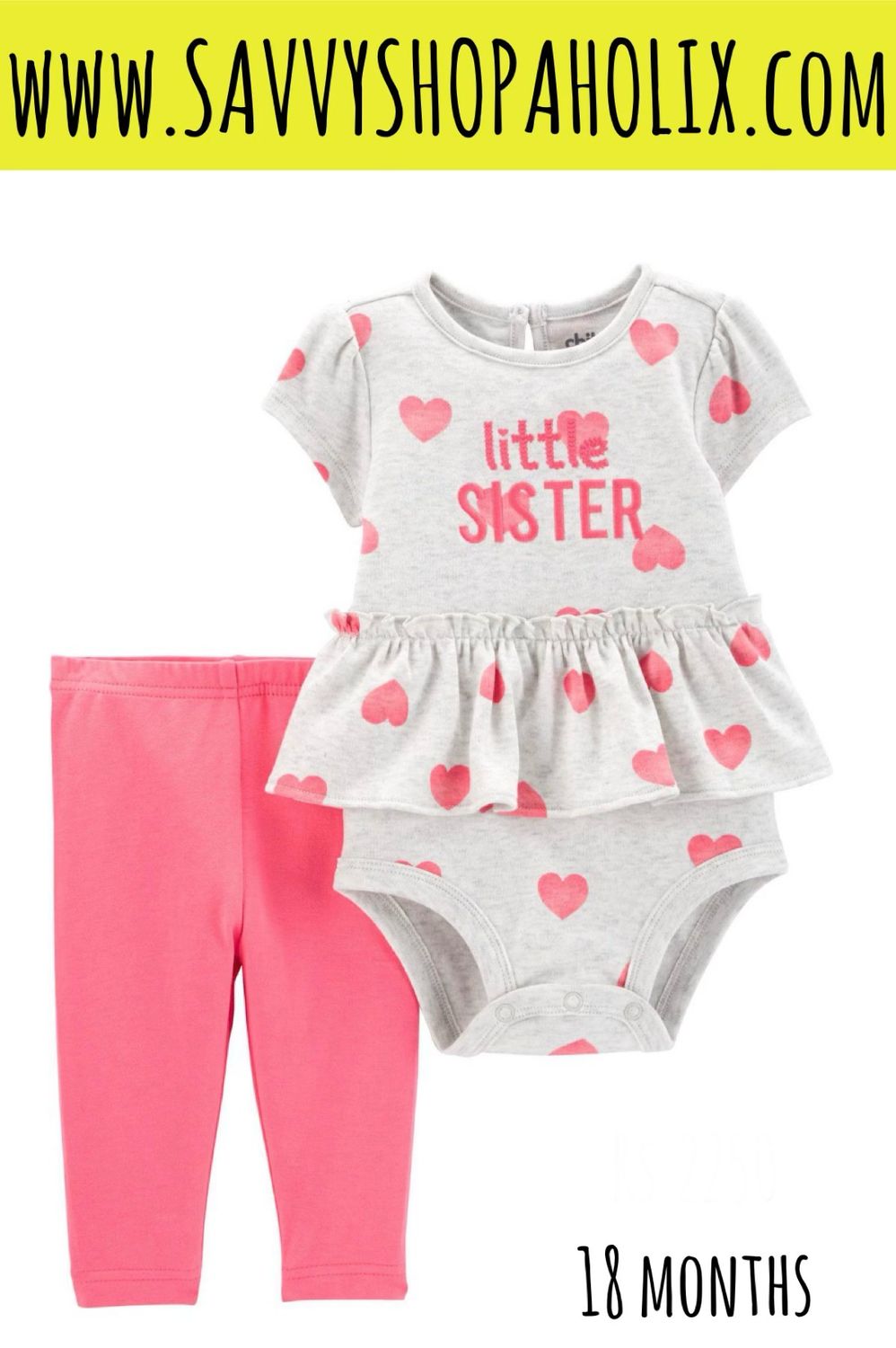 Carter’s Cotton 2pc Bodysuit And Pants Set- Little Sister