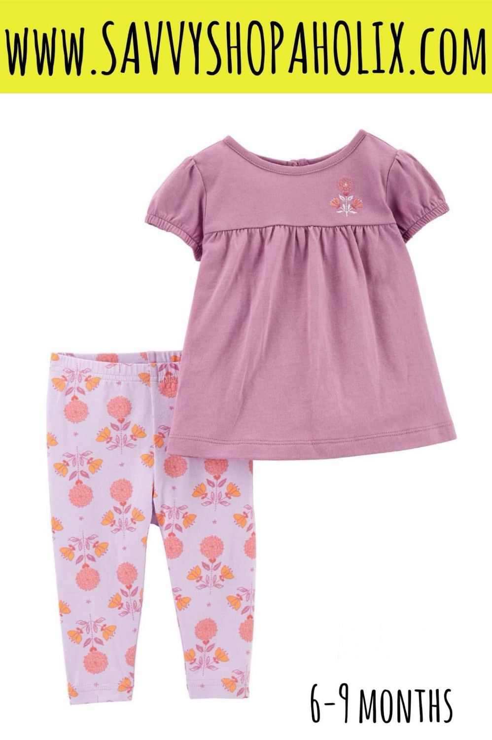 CARTER'S BABY GIRL 2PC SET-TOP WITH FLORAL TIGHTS/PANTS