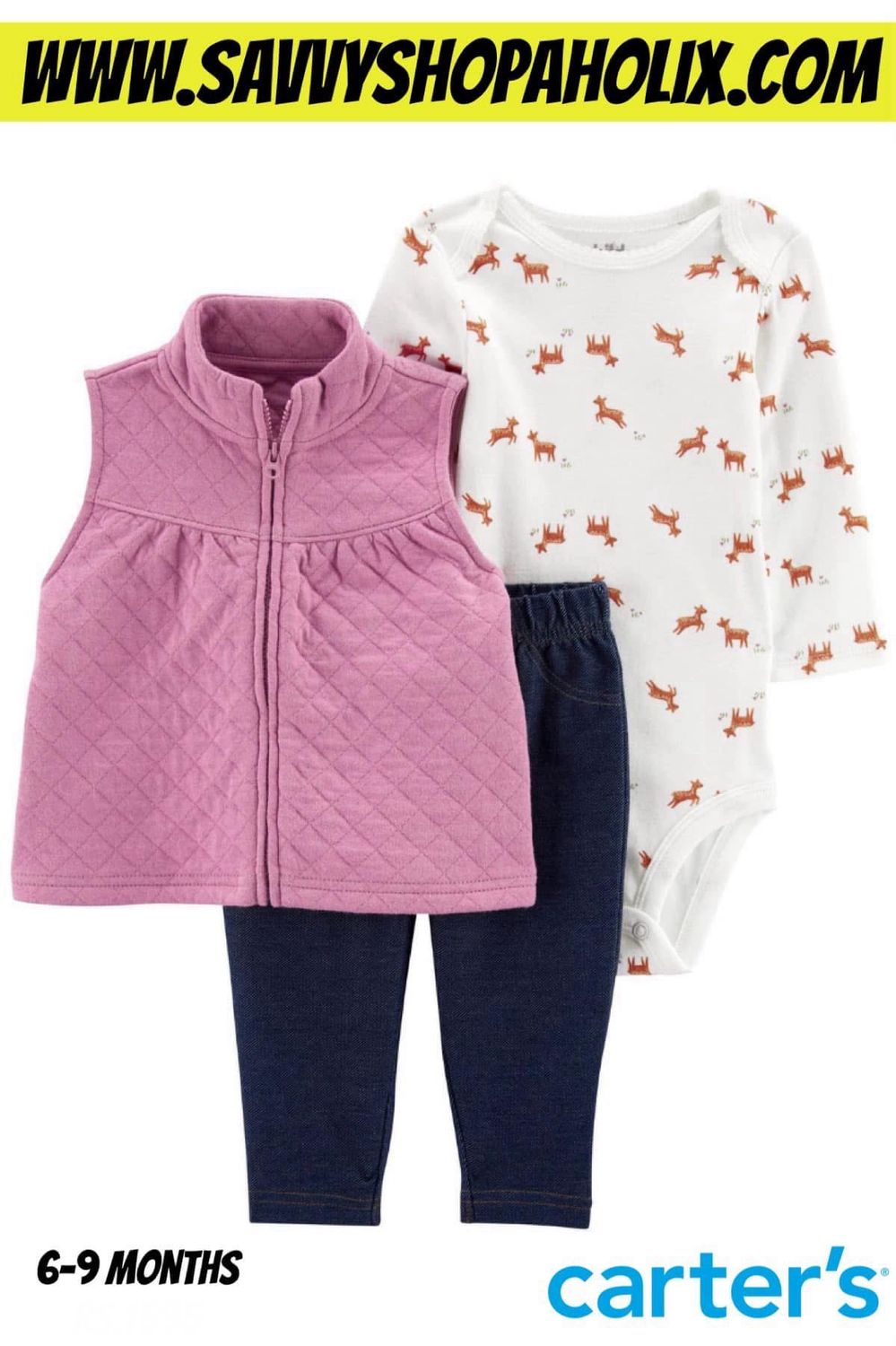 Carter’s 3pc Girl’s Outfit- Quilted