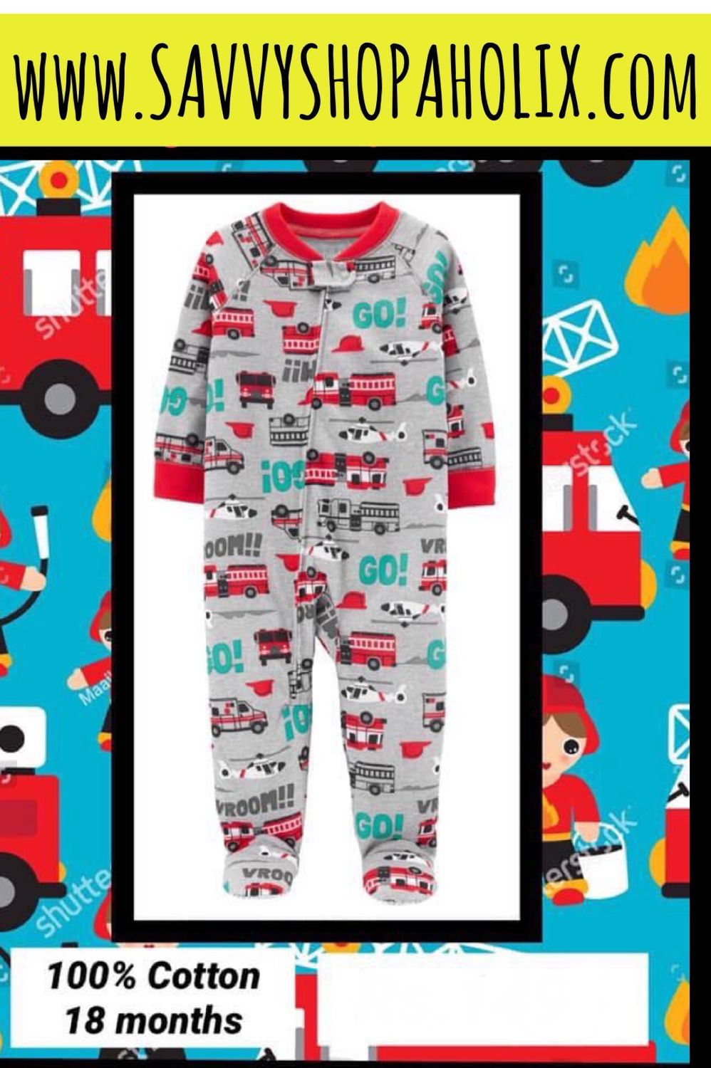 Cotton Sleeper/romper- Fire Truck