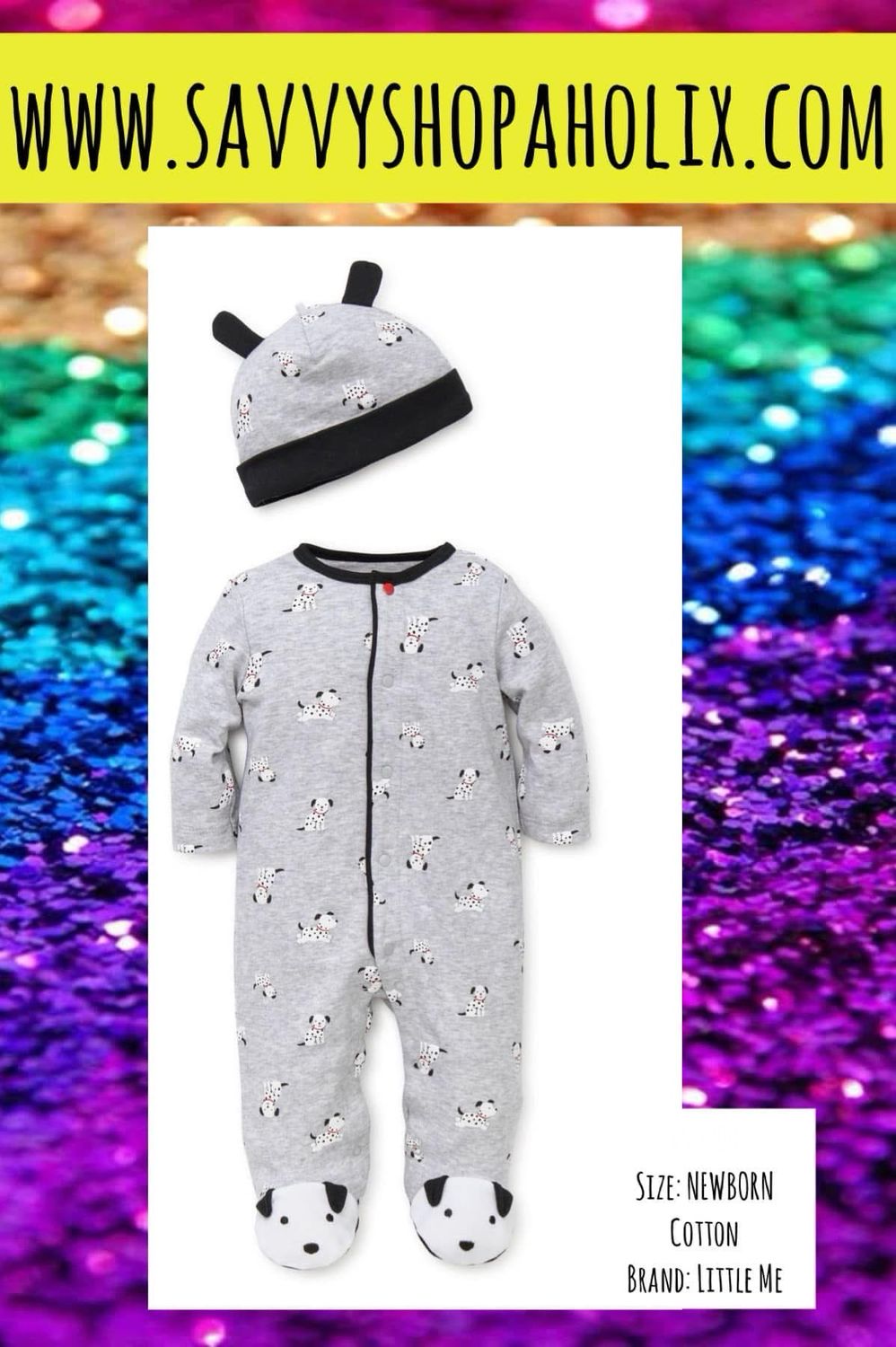 LITTLE ME Sleeper/Romper With Matching Cap- Puppy