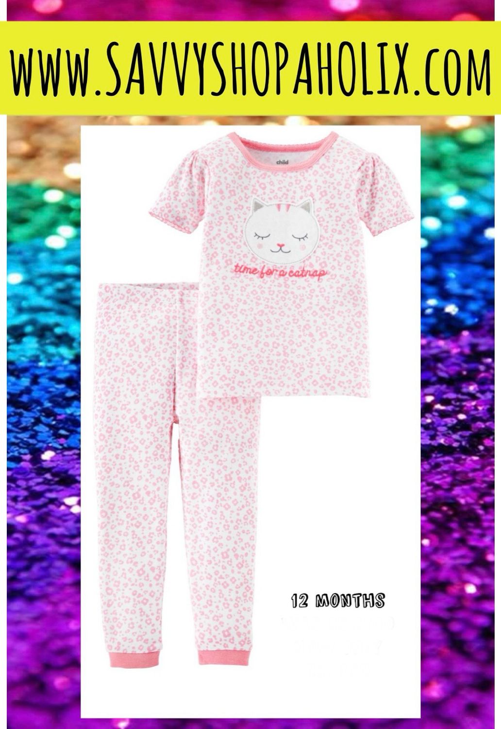 Baby Girl 2pc Pajamas/ Night Suit- Time For A Cat Nap