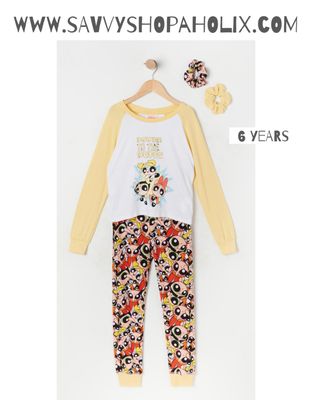 Cotton Night Suit With 2 Scrunchies- Power Puff Girls