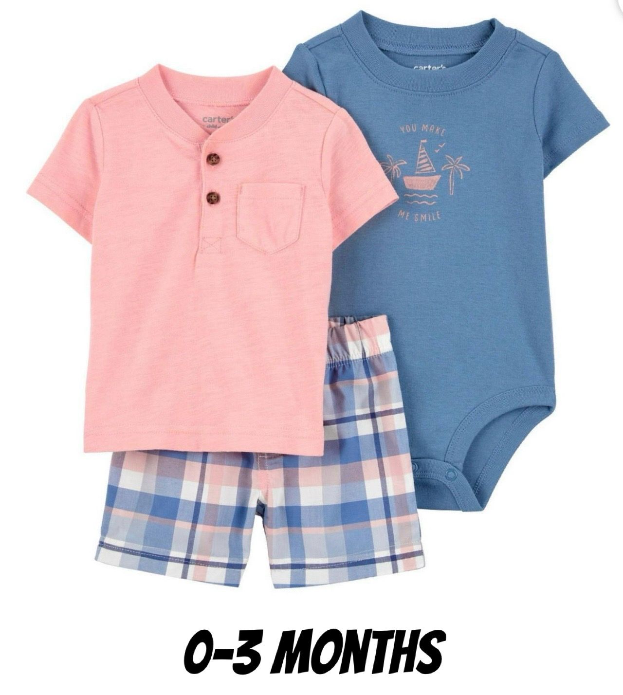 3pc Baby Boy Outfit- You Make Me Smile