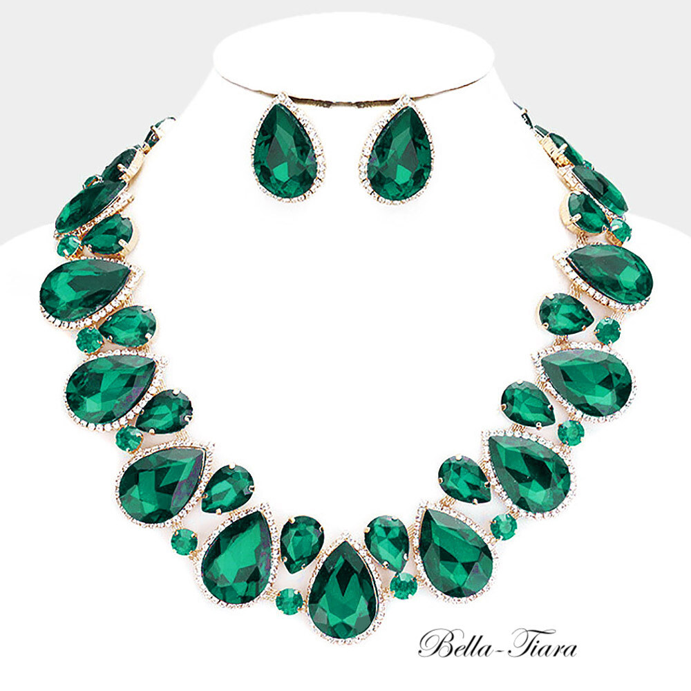 Emerald Green Statement Necklace | High-Quality Cubic Zirconia Sterling  Silver