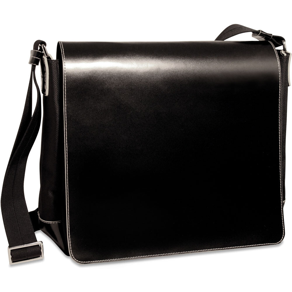 Binder Logo-Print Embossed Full-Grain Leather Messenger Bag