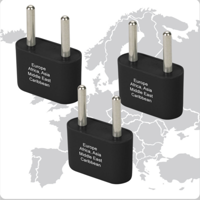 Smooth Trip Europe & Asia Ungrounded Adapter Plug- 3 pack
