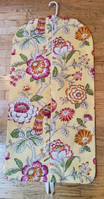 Yellow Floral with Bird Hanging Garment Bag