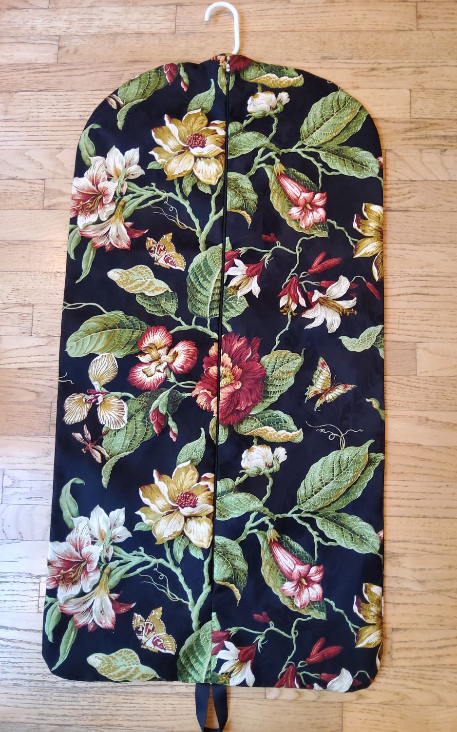 Black Floral Hanging Garment Bag