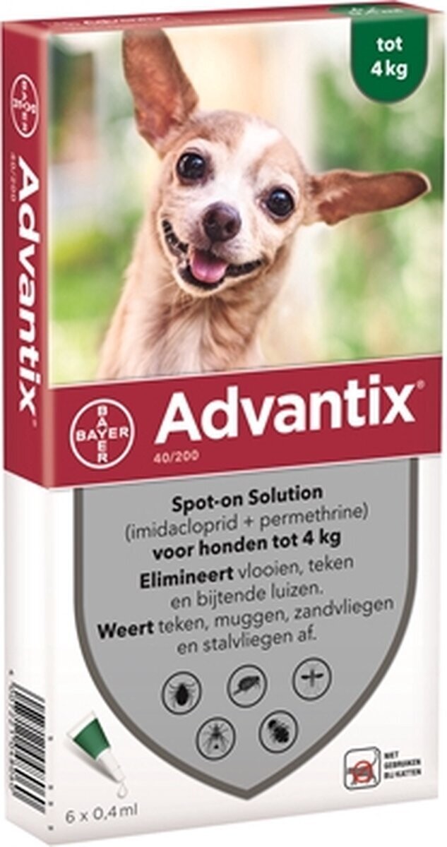 Bayer Advantix anti en teken kleine hond 1-4kg - 6 pipetten