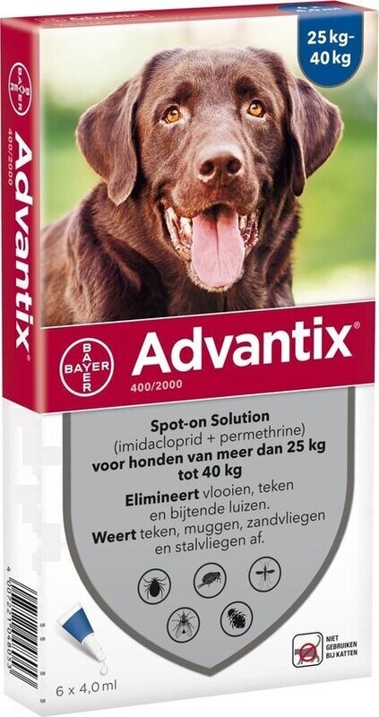 Bayer - Advantix anti vlooien en teken voor grote hond 25-40kg 6 pipetten