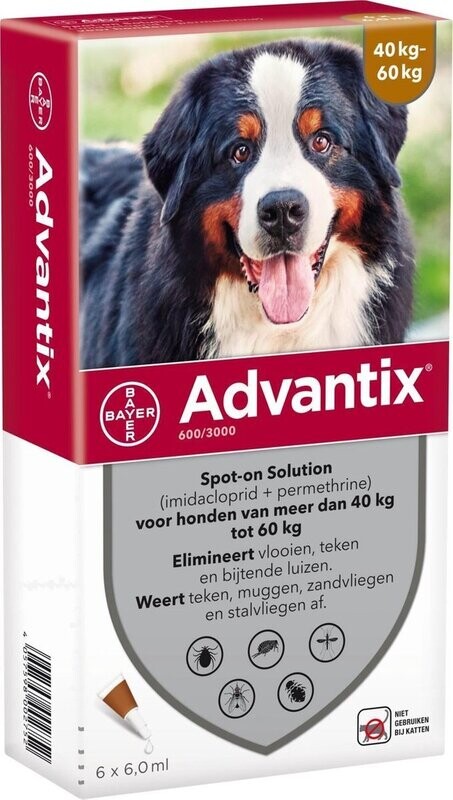 Bayer - Advantix anti vlooien en teken voor grote hond 40+kg 6 pipetten