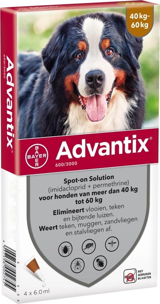 Handschrift Te lengte Bayer - Advantix anti vlooien en teken voor hond 40+ kg 4 pipetten
