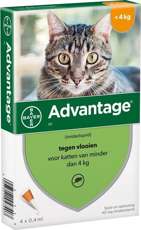 Bayer - Advantage 40 - Tegen Vlooien voor katten tot 4kg