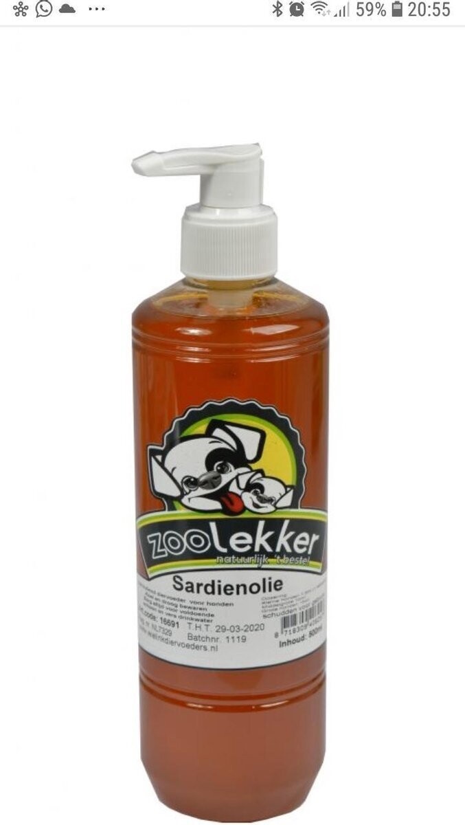 DierOKÉ sardienolie 500ml ondersteunende visolie hond en kat