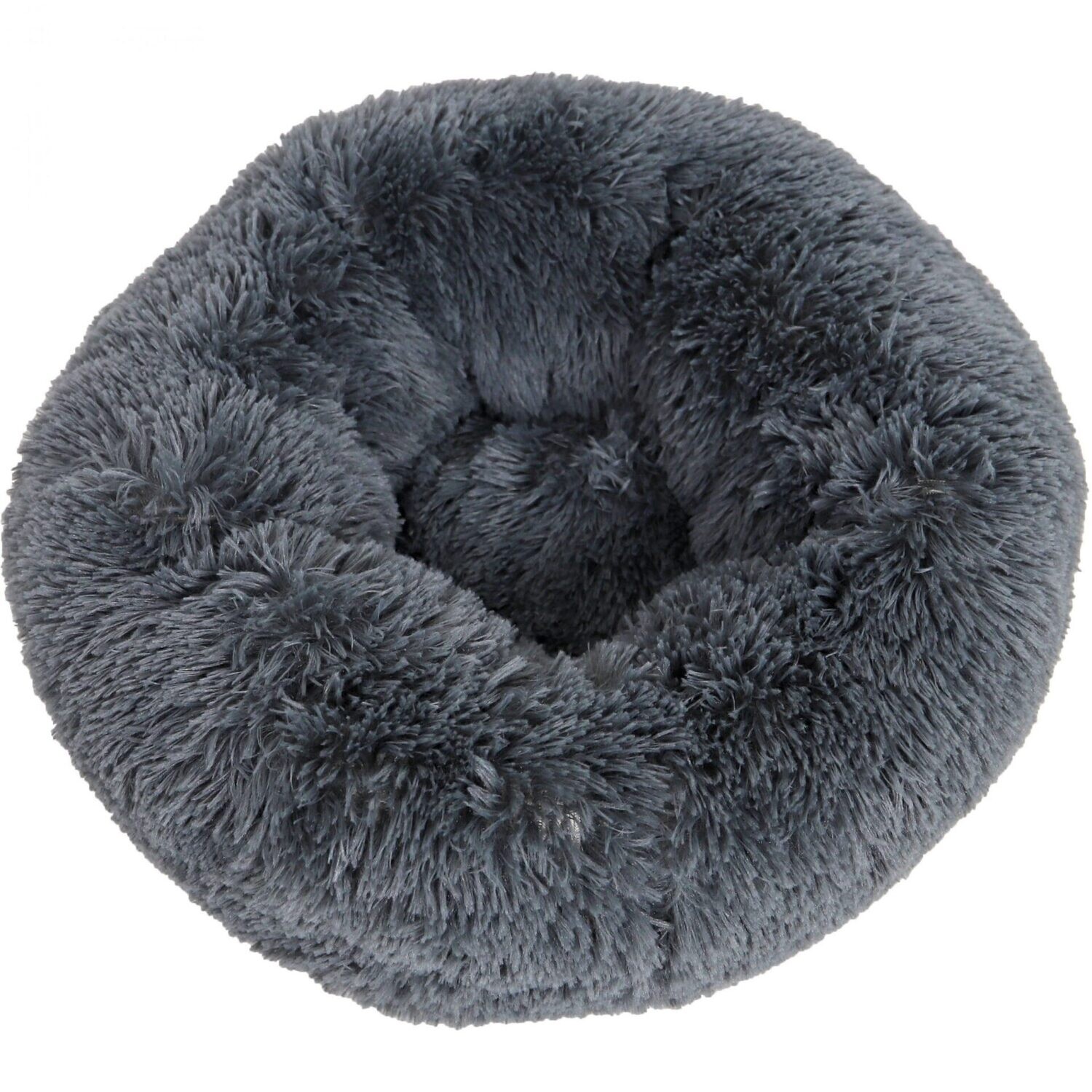 Heerlijk zachte fluffy donutmand 60cm voor kleine hond en kat - antraciet - dark grey 60cm