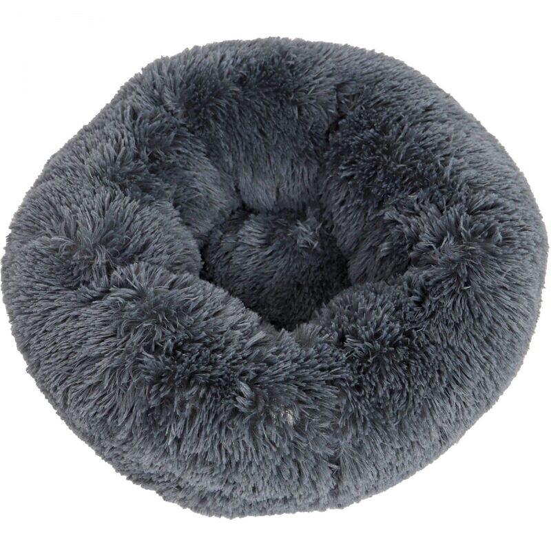 Heerlijk zachte fluffy donutmand 60cm voor kleine hond en kat - antraciet - dark grey 60cm