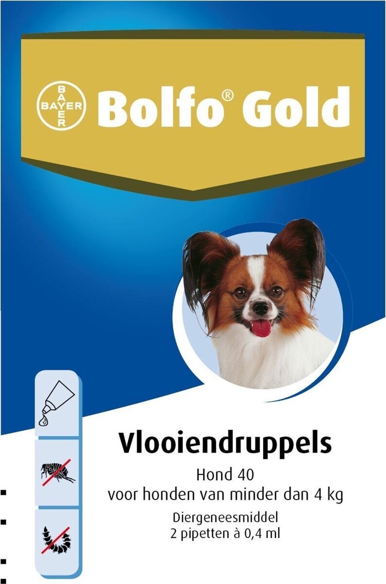 Praten tegen maniac produceren Bolfo Gold 40 Anti vlooienmiddel - Hond - 0 Tot 4 kg - 2 pipetten
