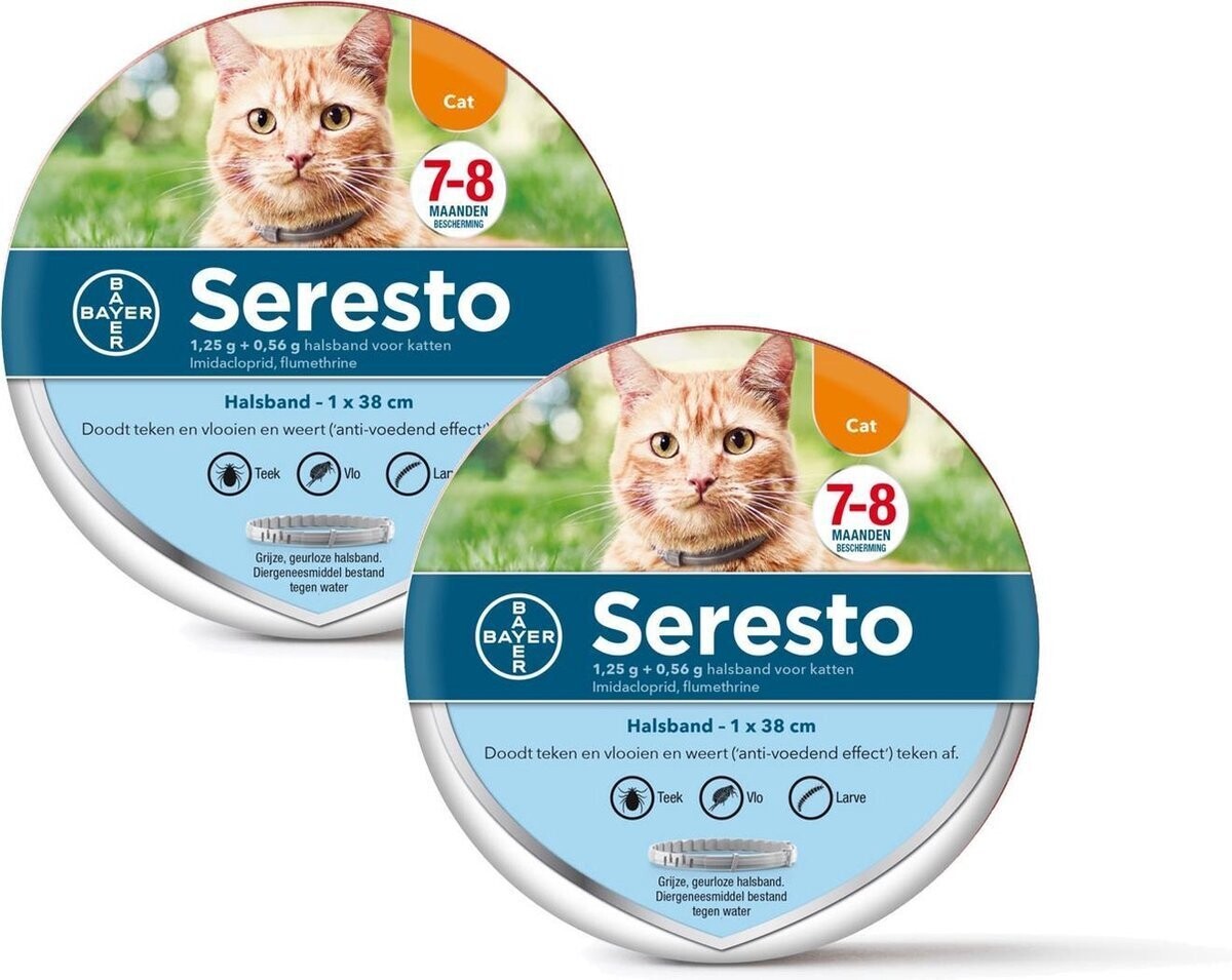 Bayer Seresto Teken- En Vlooienband kat- Anti tekenmiddel - 2 x kat - 38cm.
