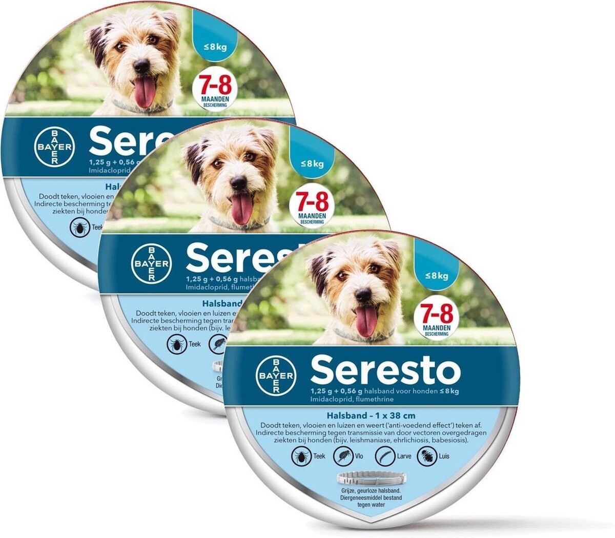 Bayer Seresto Teken- En Vlooienband Small - Anti tekenmiddel - 3 x hond tot  8kg - 38cm.