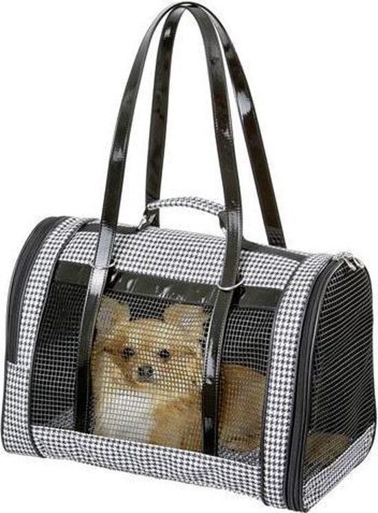 Karlie - hondendraagtas - katten draagtas Small tot 10kg zwart / wit reistas Pepita