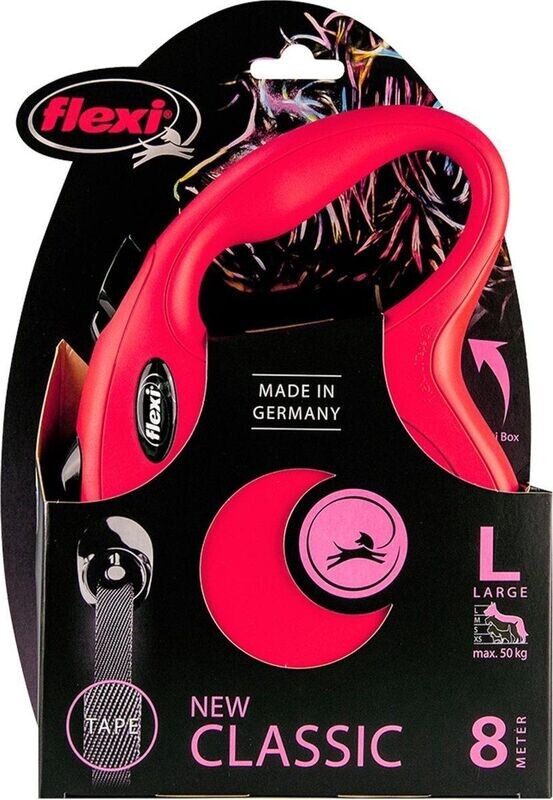 Flexi - hondenriem uitrolriem - rollijn - katrol Large tot 50kg - 8 meter met tape - band - rood