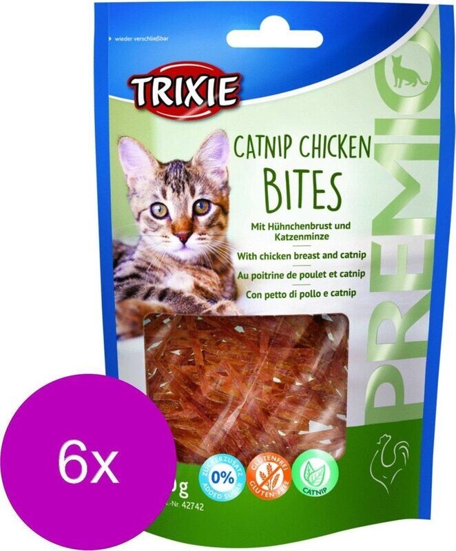 Trixie Catnip Bites - Kattensnack - 6 x Kip 50 gr - kattensnoepjes gedroogd