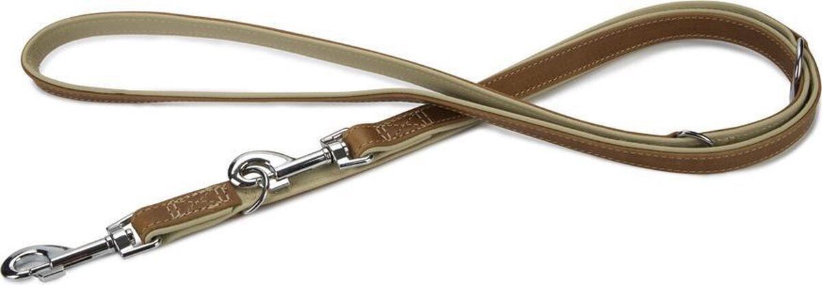 Beeztees - verstelbare hondenriem - politieriem - soft leder - leer - driestandenriem met 2 musketonhaken - 200 cm x 22 mm.