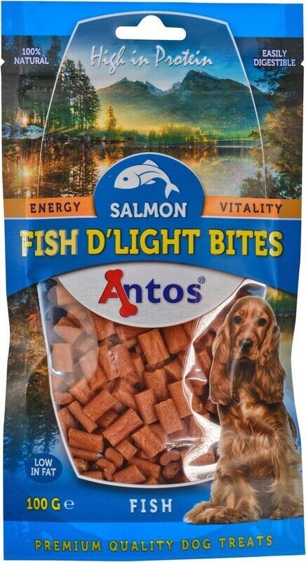 Antos - Fish D'Light Bites - Hondensnacks - Zalm 100 g - zalmsnoepjes trainers zacht - soft